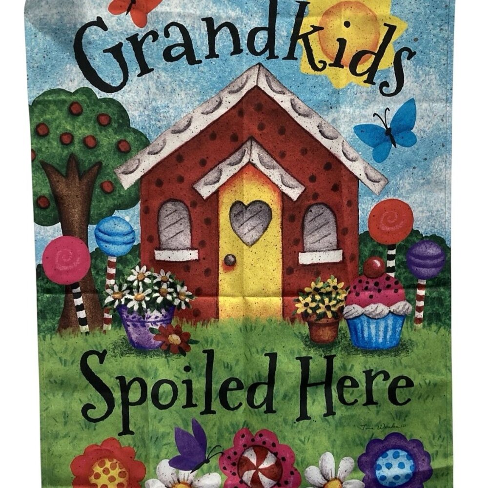 Gingerbread Cookie Christmas House Flag Holiday Party Banner Winter Decor Whimsy